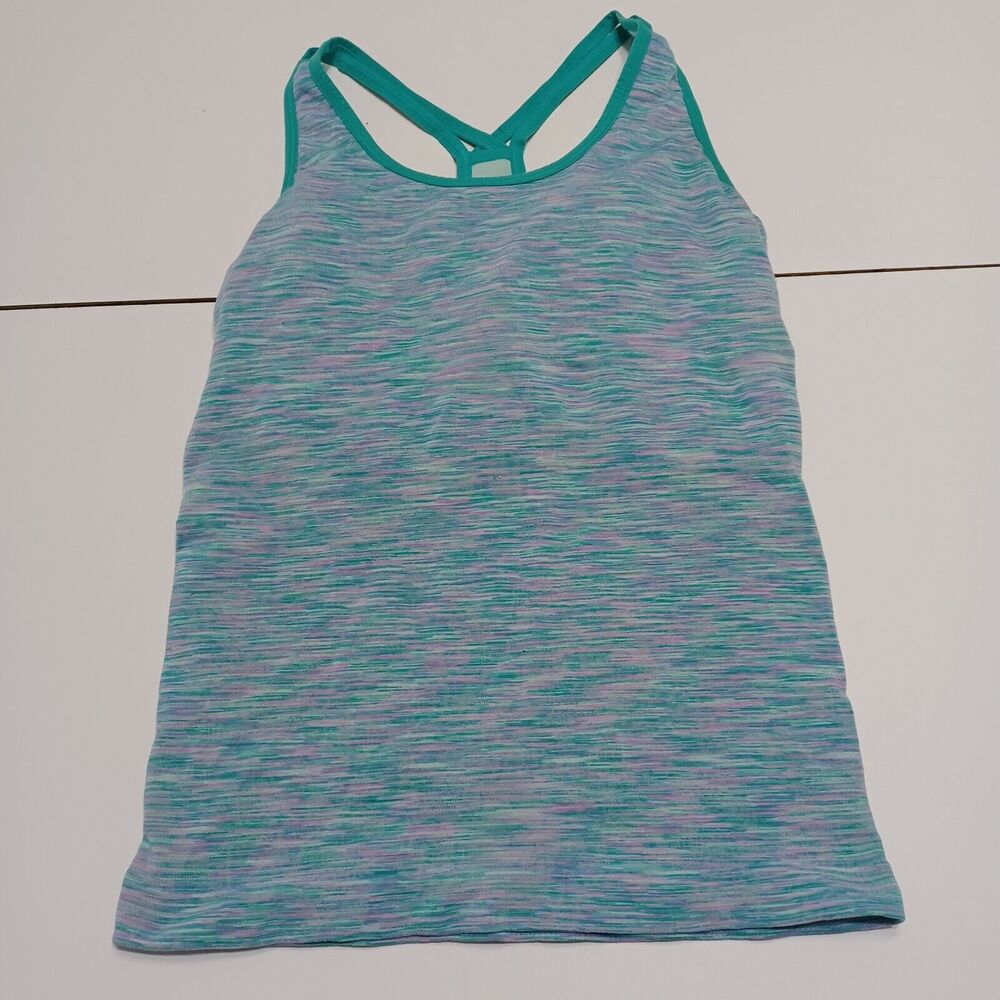 Climawear Womens Tank Top Green Pink Scoop Neck Stretch Razor Back M‎